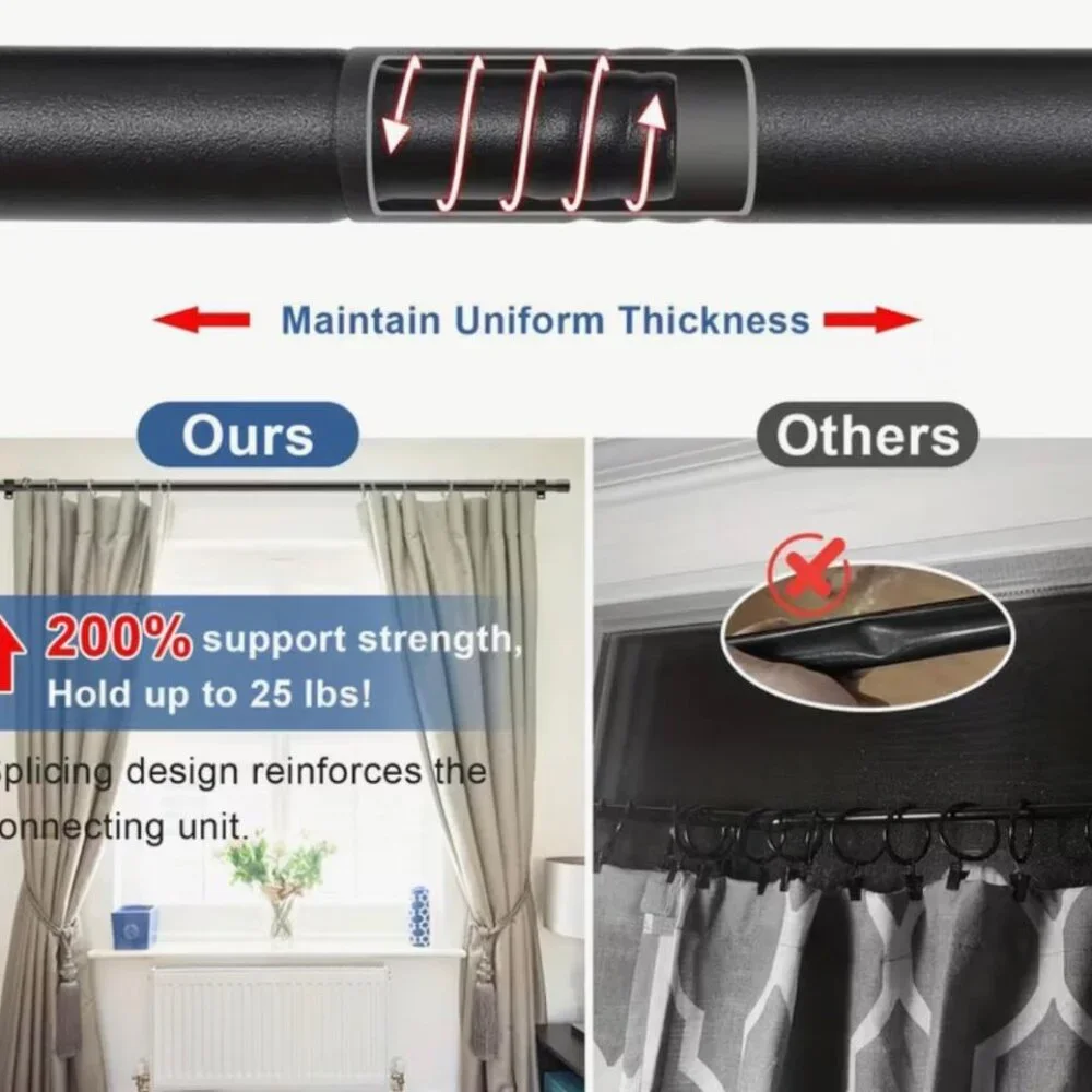NEW-Black Curtain Rods 32 to 87 Inch(2.8 to 7.2 ft), Adjustable Splicing Window